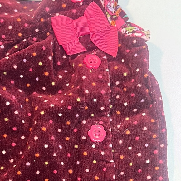 Gymboree - red polka dot velour Jumpsuit with Playful Ruffles and bows - Picture 3 of 6